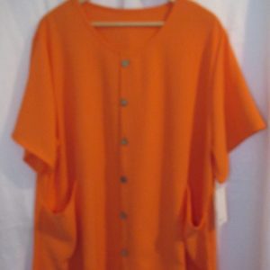 New Ladies Orange Pocket Fake Button Tunic Top One Size fits sizes 18 20 22