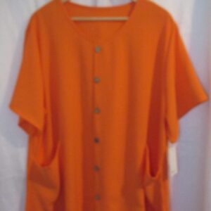 New Ladies Orange Pocket Fake Button Tunic Top One Size fits sizes 18 20 22
