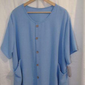 New Ladies Blue Pocket Fake Button Tunic Top One Size fits sizes 18 20 22