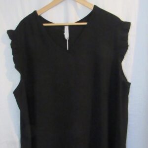 SALE SALE SALE New Ladies Black V Neck Frill Sleeve Tunic Top One Size fits sizes 18 20 22 NON RETURNABLE