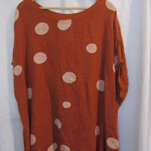New Ladies Rust Spot Linen Pocket Tunic Plus Size Top One Size fits sizes 20 22 24 26