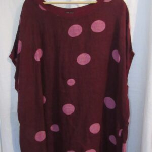 New Ladies Burgundy Spot Linen Pocket Tunic Plus Size Top One Size fits sizes 20 22 24 26
