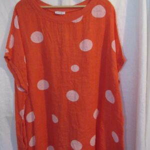 New Ladies Coral Spot Linen Pocket Tunic Plus Size Top One Size fits sizes 20 22 24 26