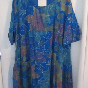 New Ladies Royal Blue Pocket Floral Summer Dress Plus One Size fits sizes 18 20 22