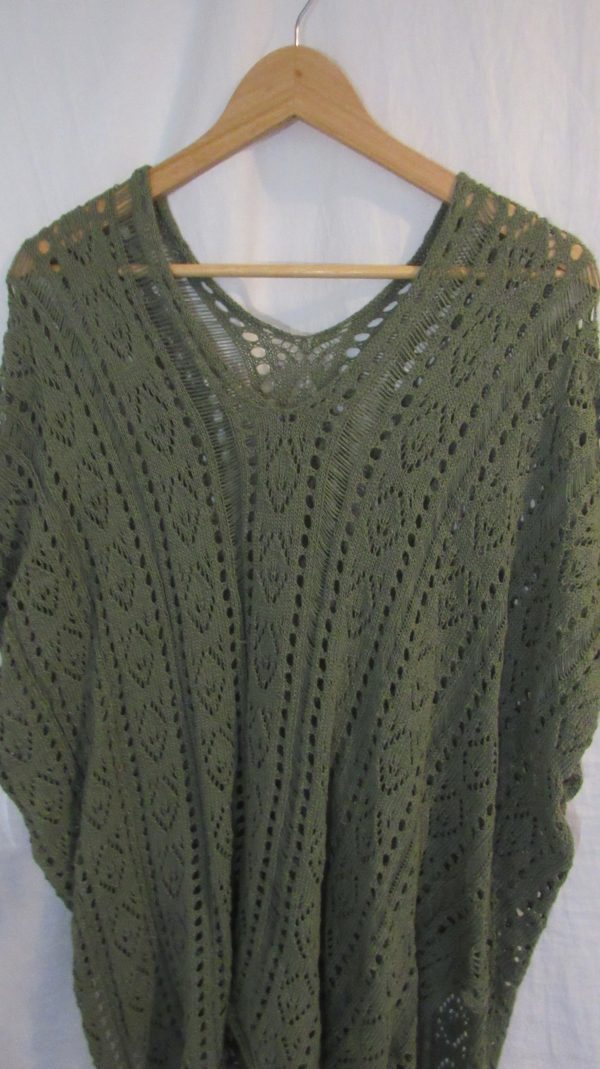 New Ladies Khaki Green Lacy Tunic Top One Size fits sizes 18 20 22 - Image 3