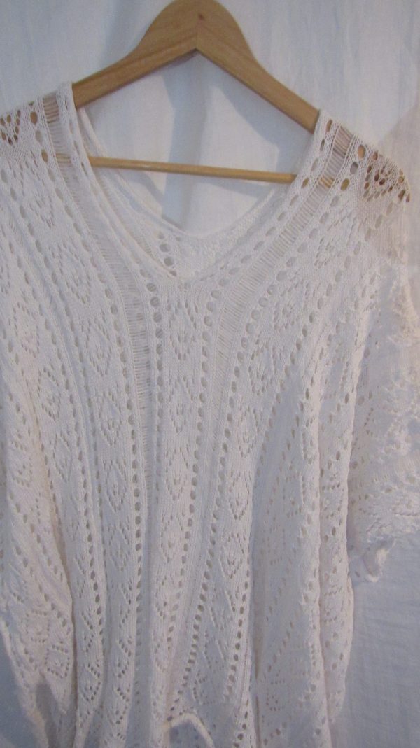 New Ladies White Lacy Tunic Top One Size fits sizes 18 20 22 - Image 3