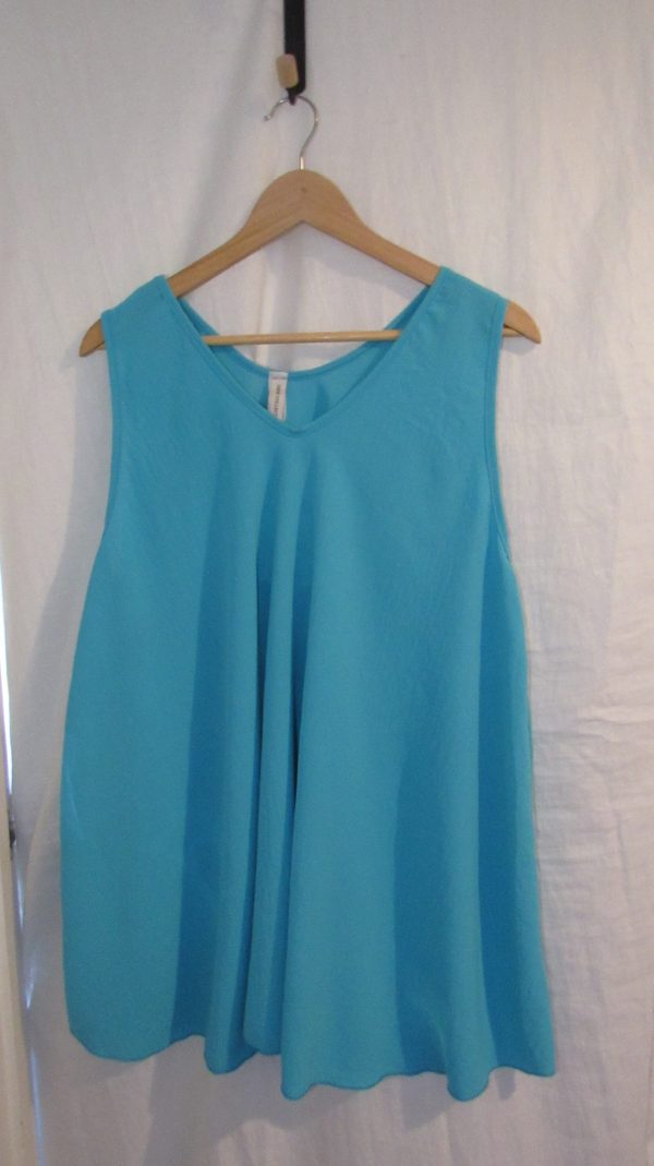 New Ladies Turquoise Sleeveless Swing Top Plus Size One Size fits 18 20 22 24 - Image 2