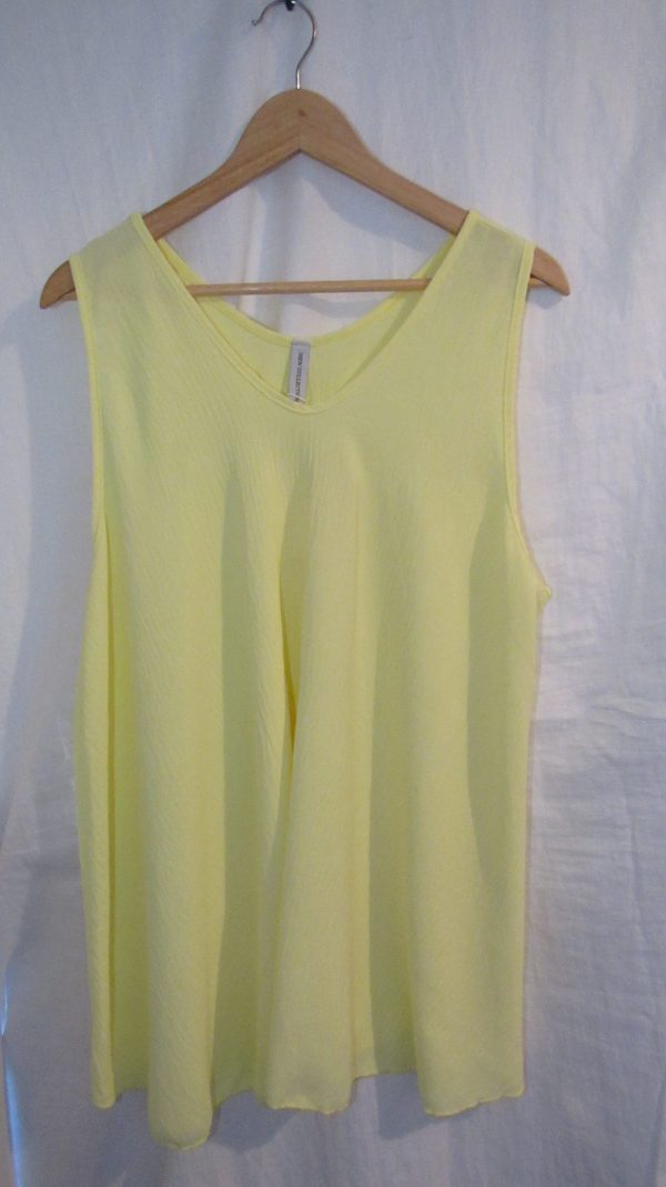 New Ladies Lemon Sleeveless Swing Top Plus Size One Size fits 18 20 22 24