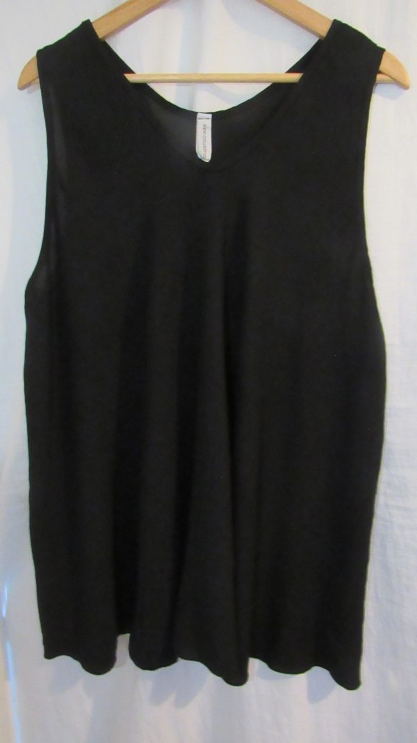 New Ladies Black Sleeveless Swing Top Plus Size One Size fits 18 20 22 24 - Image 4