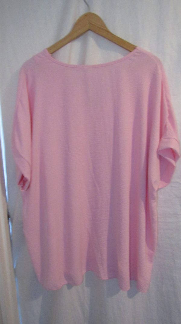 New Ladies Pale Pink V Neck Button Tunic Top One Size fits sizes 18 20 22 - Image 5