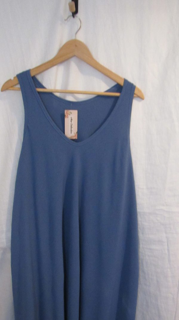 New Ladies Denim Blue Sleeveless Swing Dress One Size fits sizes 18 20 22 24 - Image 2
