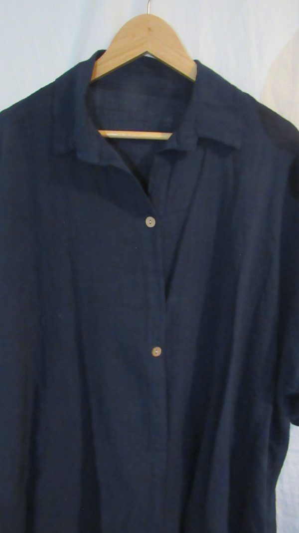 New Ladies Navy Blue Button Up Shirt One Size fits sizes 18 20 22 - Image 3