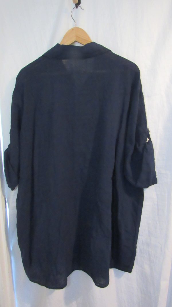 New Ladies Navy Blue Button Up Shirt One Size fits sizes 18 20 22 - Image 6
