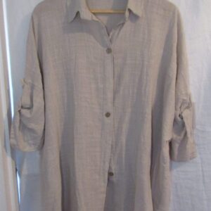 New Ladies Beige Button Up Shirt One Size fits sizes 18 20 22
