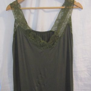 New Ladies Khaki Green Lacy Strap Plus Size Vest Top One Size fits sizes 16 18 20 22