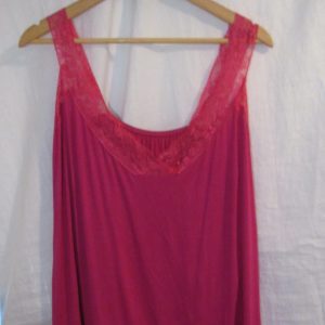 New Ladies Cerise Pink Lacy Strap Plus Size Vest Top One Size fits sizes 16 18 20 22