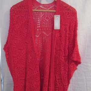 New Ladies Cerise Pink Lacy Open Cardigan One Size fits sizes 18 20 22