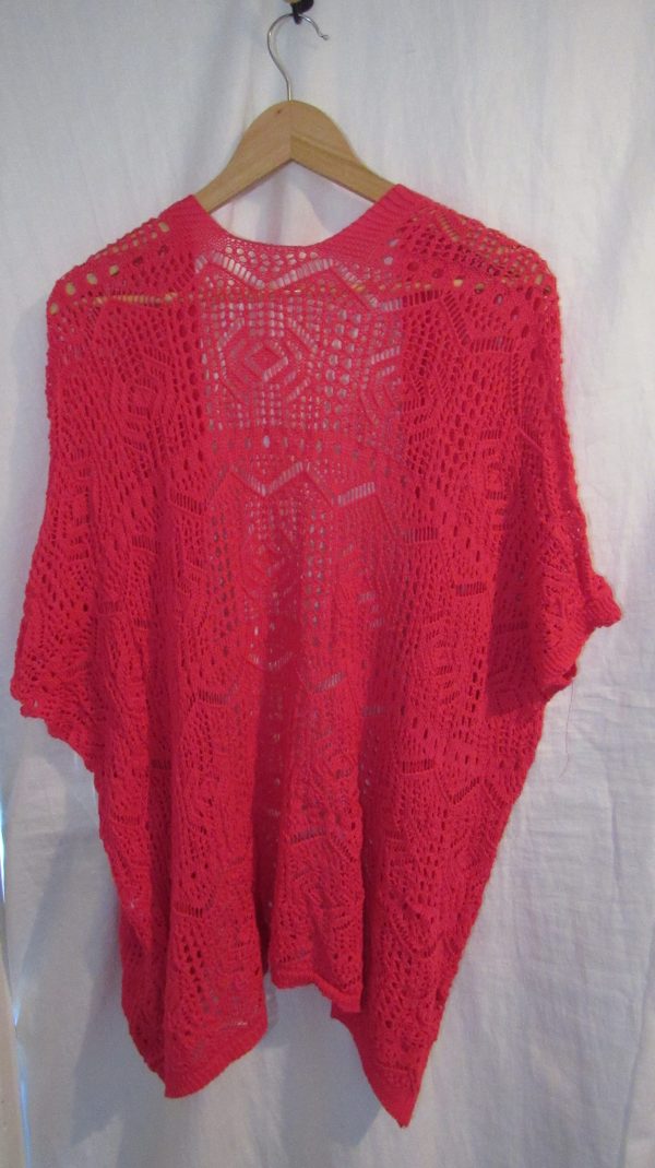 New Ladies Cerise Pink Lacy Open Cardigan One Size fits sizes 18 20 22 - Image 4