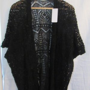 New Ladies Black Lacy Open Cardigan One Size fits sizes 18 20 22