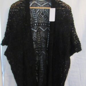 New Ladies Black Lacy Open Cardigan One Size fits sizes 18 20 22
