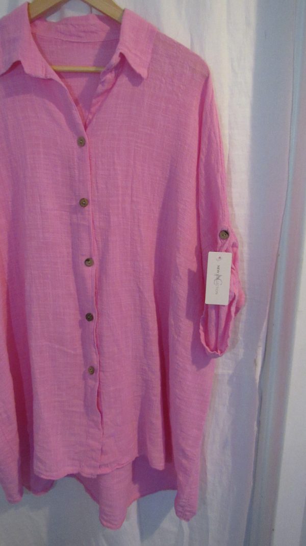 New Ladies Pale Pink Button Up Shirt One Size fits sizes 18 20 22 - Image 4