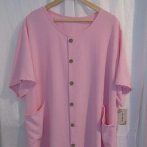 New Ladies Pale Pink Pocket Fake Button Tunic Top One Size fits sizes 18 20 22
