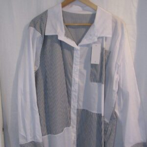SALE SALE SALE New Ladies Black Striped Plus Size Button up Shirt One Size fits sizes 18 20 22 NON RETURNABLE