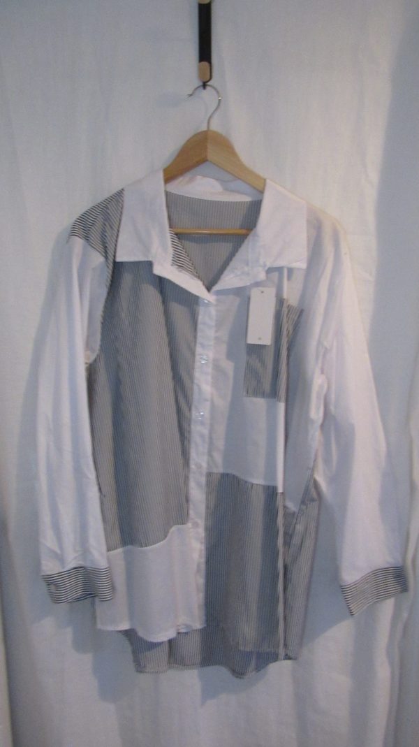 SALE SALE SALE New Ladies Black Striped Plus Size Button up Shirt One Size fits sizes 18 20 22 NON RETURNABLE - Image 2