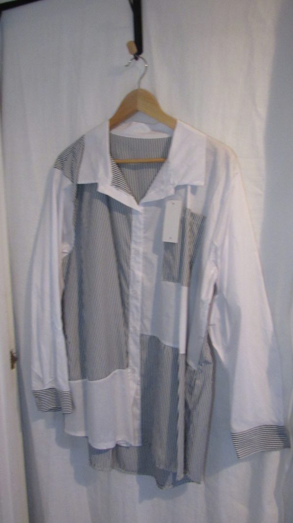 SALE SALE SALE New Ladies Black Striped Plus Size Button up Shirt One Size fits sizes 18 20 22 NON RETURNABLE - Image 4