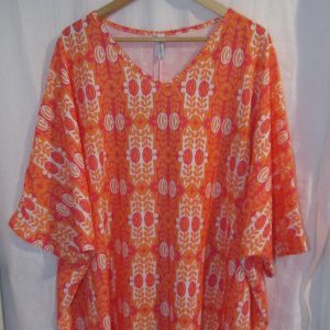 NEW Ladies Women Orange Print V Neck Tunic Top One Size fits sizes 18 20 22 24 NON RETURNABLE