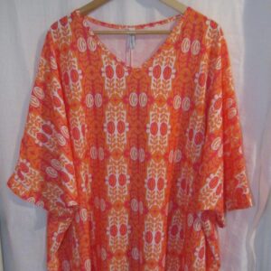 NEW Ladies Women Orange Print V Neck Tunic Top One Size fits sizes 18 20 22 24 NON RETURNABLE