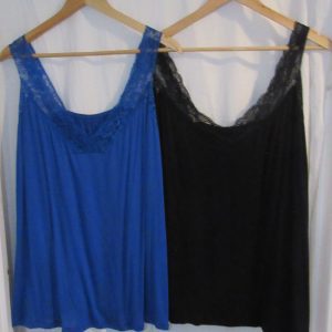 Bundle Deal 1 x Royal Blue and 1 x Black Lacy Sleeve Tops One Size fits sizes 16 18 20 22 NON RETURNABLE