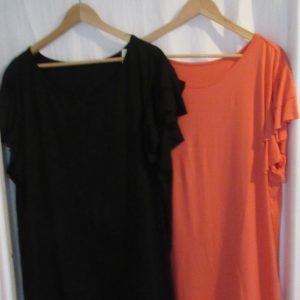 BUNDLE DEAL 1 x black and 1 x Coral Frill arm t-shirts one size fits 18 20 22 FOR ONLY £20 NON RETURNABLE