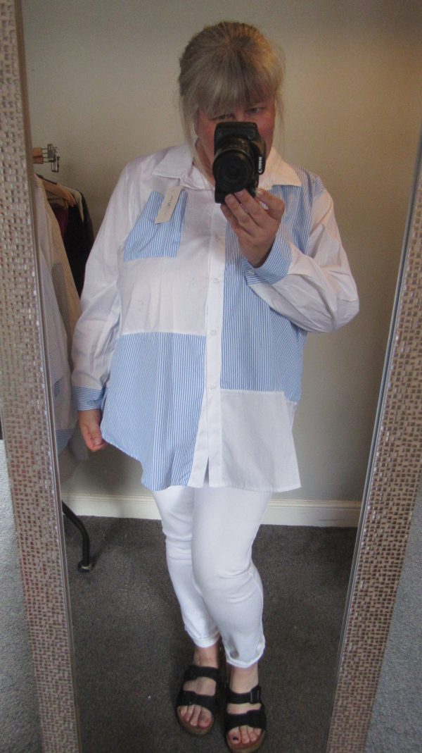 SALE SALE SALE New Ladies Light Blue Striped Plus Size Button up Shirt One Size fits sizes 18 20 22 NON RETURNABLE - Image 6