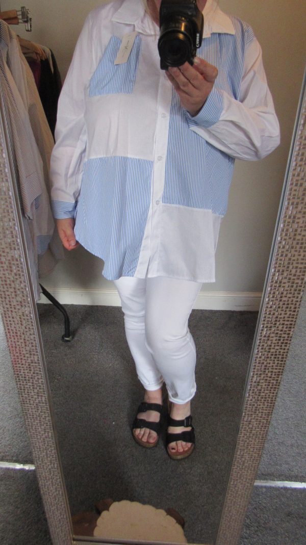SALE SALE SALE New Ladies Light Blue Striped Plus Size Button up Shirt One Size fits sizes 18 20 22 NON RETURNABLE - Image 7