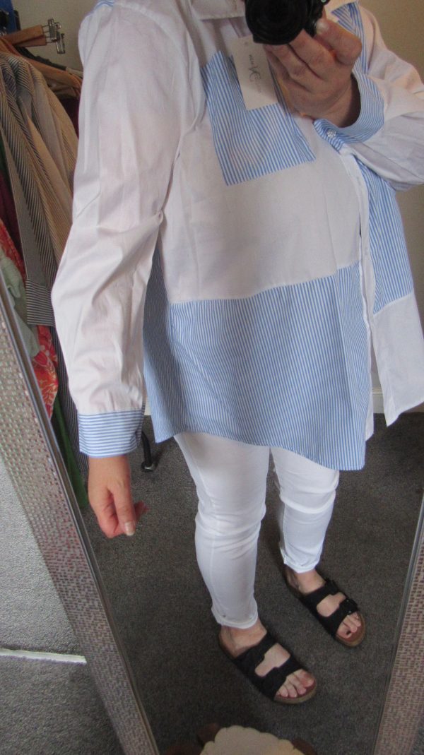 SALE SALE SALE New Ladies Light Blue Striped Plus Size Button up Shirt One Size fits sizes 18 20 22 NON RETURNABLE - Image 8