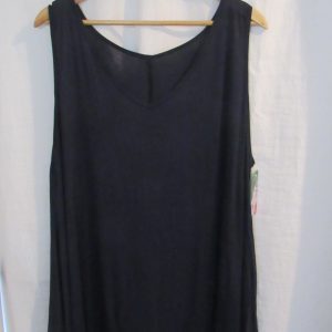 New Ladies Navy Blue Lacy Bottom Longer Length Top V Neck One Size fits sizes 18 20 22