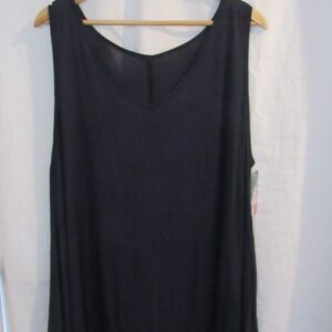 New Ladies Navy Blue Lacy Bottom Longer Length Top V Neck One Size fits sizes 18 20 22