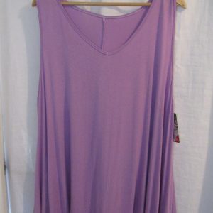 New Ladies Lilac Lacy Bottom Longer Length Top V Neck One Size fits sizes 18 20 22