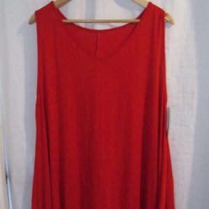 New Ladies Red Lacy Bottom Longer Length Top V Neck One Size fits sizes 18 20 22