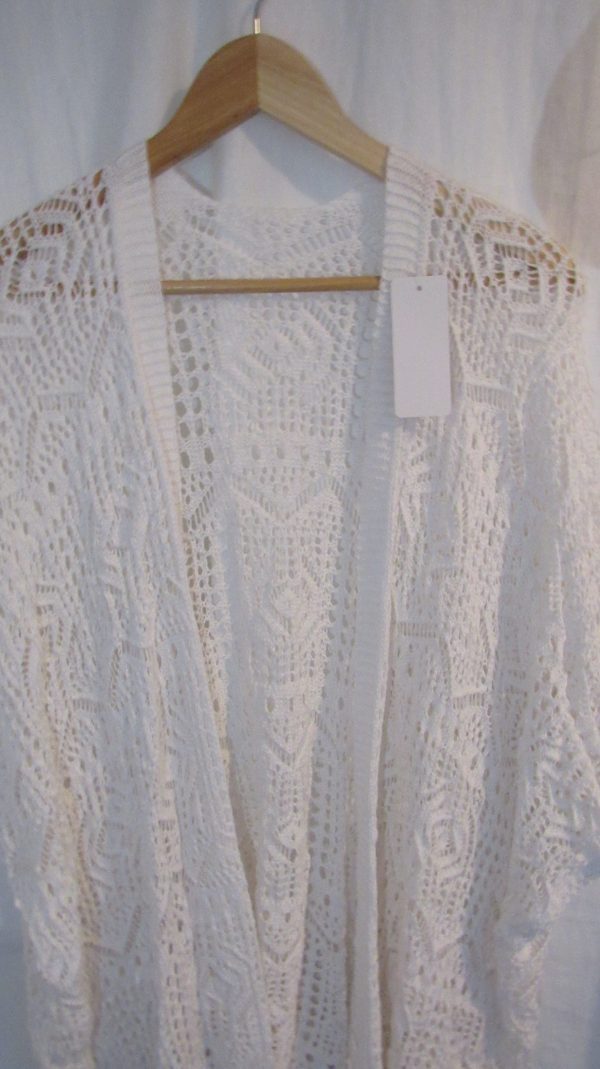 New Ladies White Lacy Open Cardigan One Size fits sizes 18 20 22 - Image 3