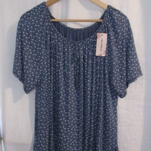 New Ladies Denim Blue Floral Frill Top One size fits sizes 16 18 20 22