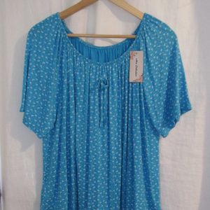 New Ladies Turquoise Floral Frill Top One size fits sizes 16 18 20 22
