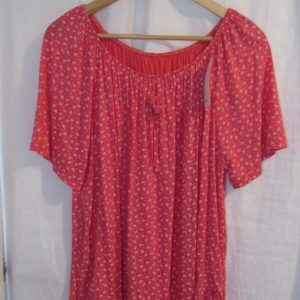 New Ladies Coral Pink Floral Frill Top One size fits sizes 16 18 20 22
