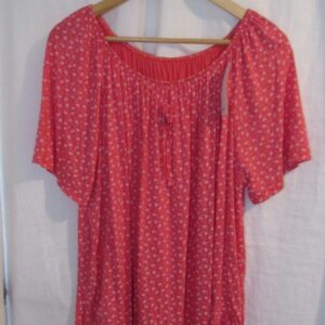 New Ladies Coral Pink Floral Frill Top One size fits sizes 16 18 20 22