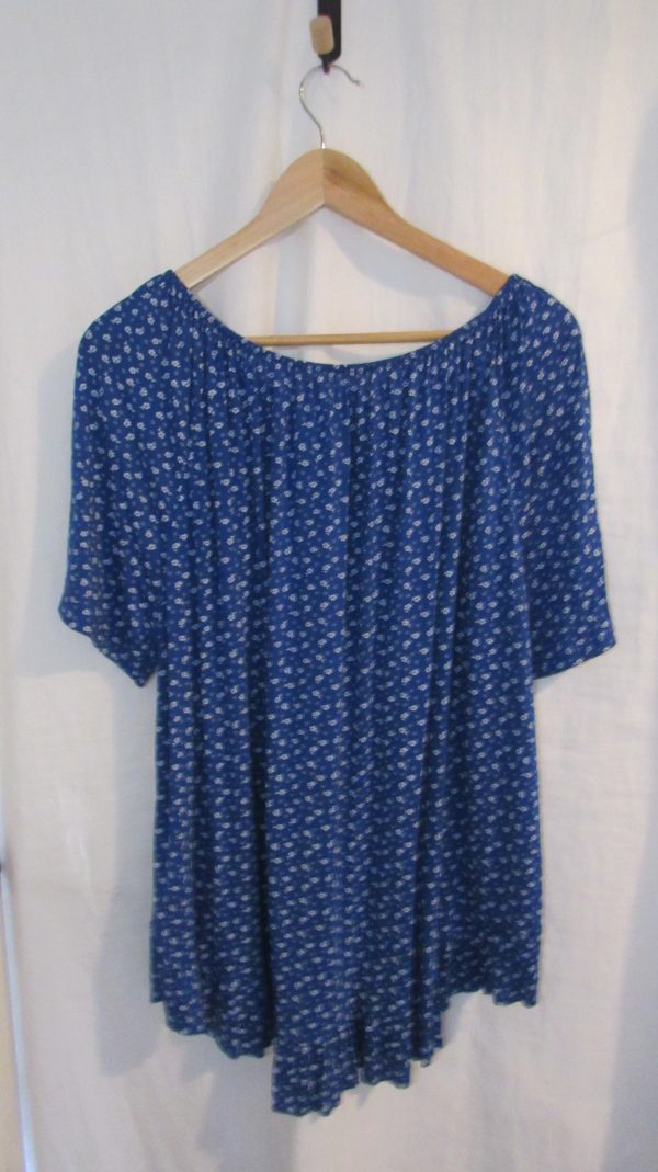 New Ladies Royal Blue Floral Frill Top One size fits sizes 16 18 20 22 - Image 5