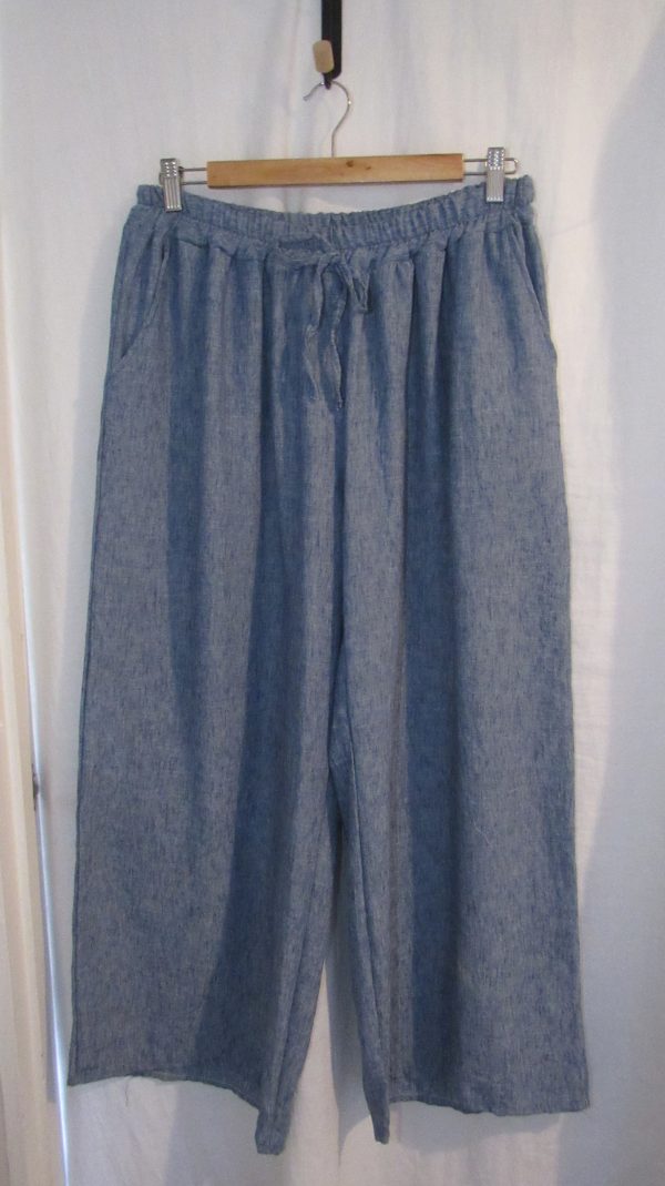 New Ladies Denim Blue Palazzo Wide Leg Trousers One size fits sizes 18 20 22 24