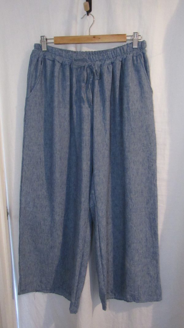 New Ladies Denim Blue Palazzo Wide Leg Trousers One size fits sizes 18 20 22 24 - Image 2