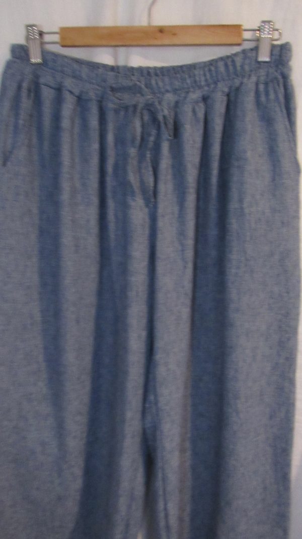 New Ladies Denim Blue Palazzo Wide Leg Trousers One size fits sizes 18 20 22 24 - Image 3