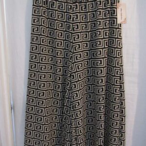 New Ladies Black Square Print Palazzo Wide Leg Trousers One size fits sizes 16 18 20 22